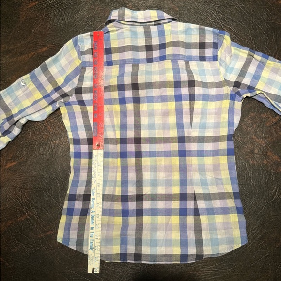 Blue, Green, Yellow button up shirt, kids size small, IZOD brand - Picture 4 of 7